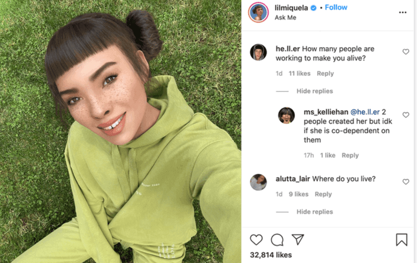 Lil Miquela Instagram post