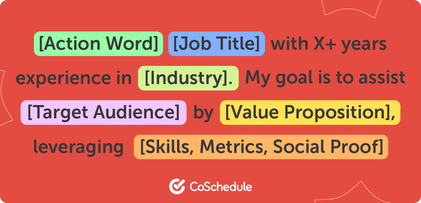 Template of a compelling introduction to use in the LinkedIn About section from CoSchedule